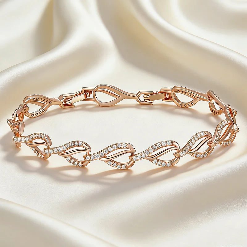 Rose Gold Heart Link Bracelet