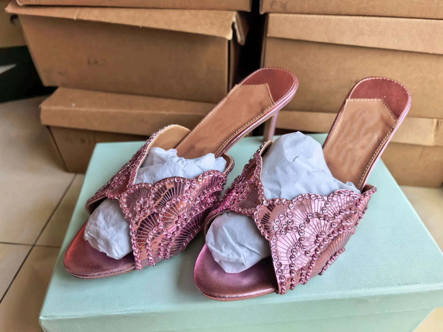 Luxurious Sparkling Fish Mouth Strap Sandals for Women