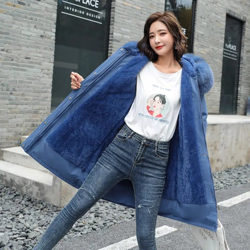 2025 New Parkas Women's Long Coat Winter Jacket Overcoming Plush Cotton Jacket