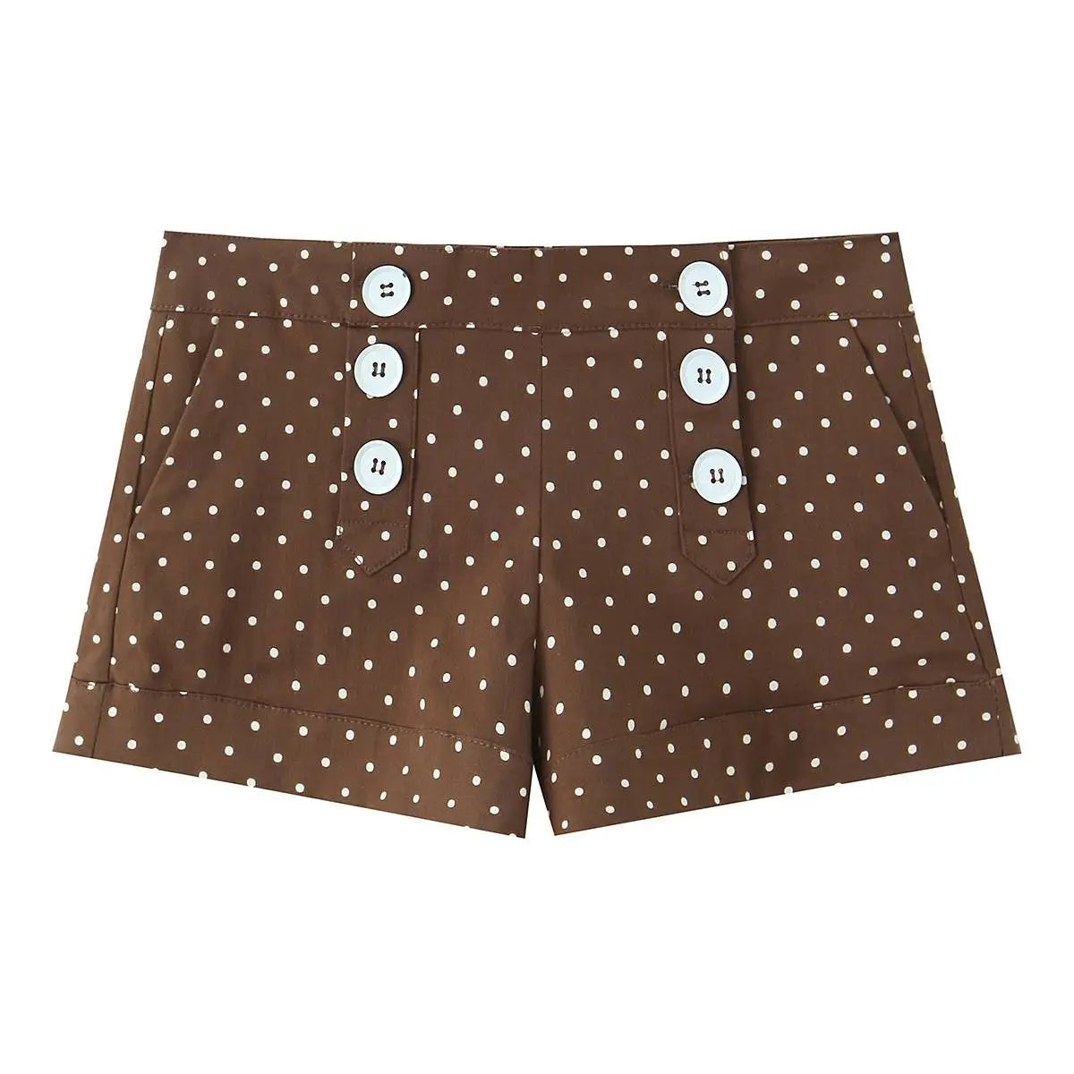 Elegant Polka Dot Button T Shirt and Shorts Set for Women