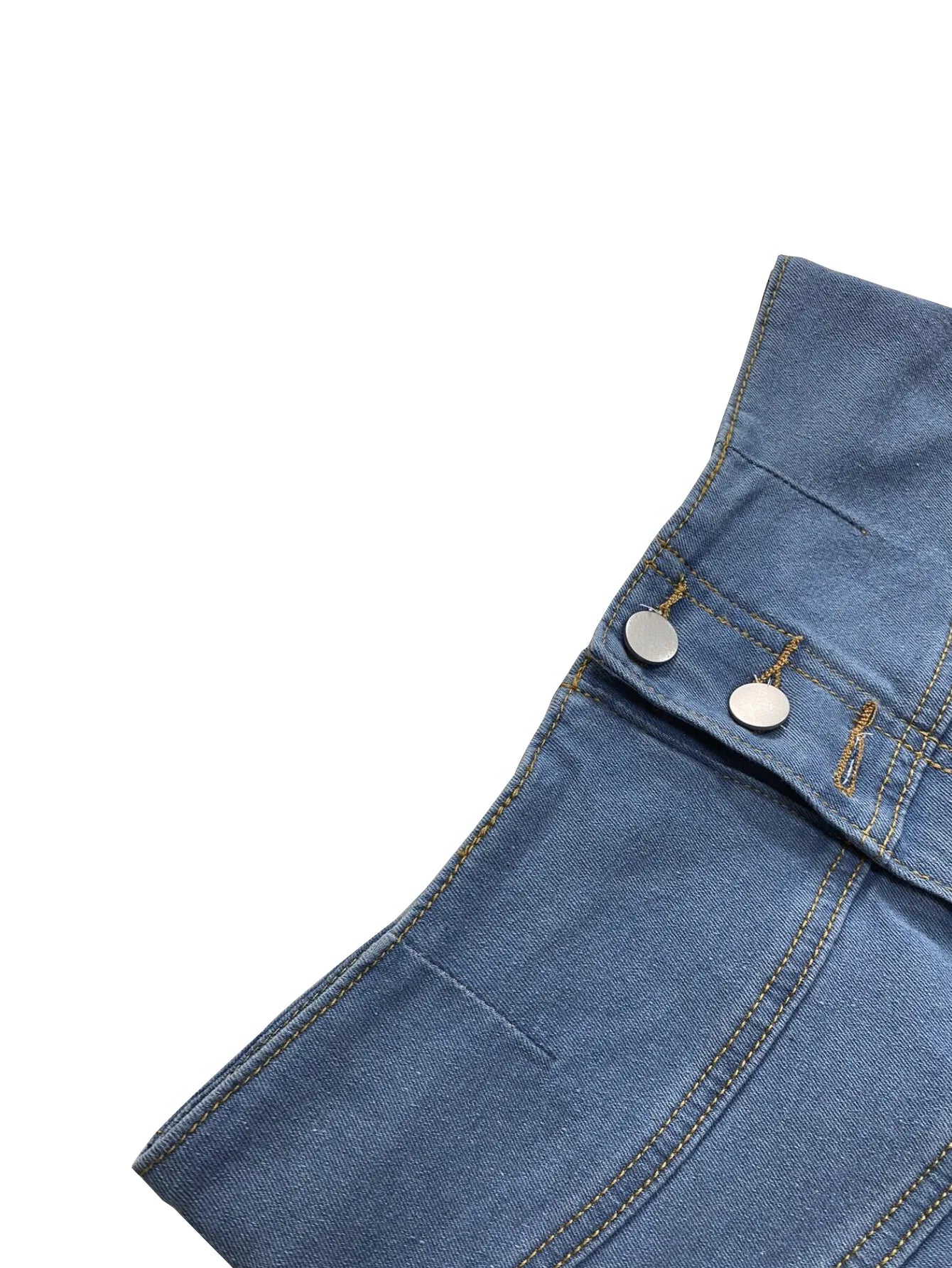 FAGADOER Fashion Ruched Patchwork Bodycon Denim Pleated Skirt Woman Solid Color Buttons Jeans Skirts Female Streetwear Bottoms