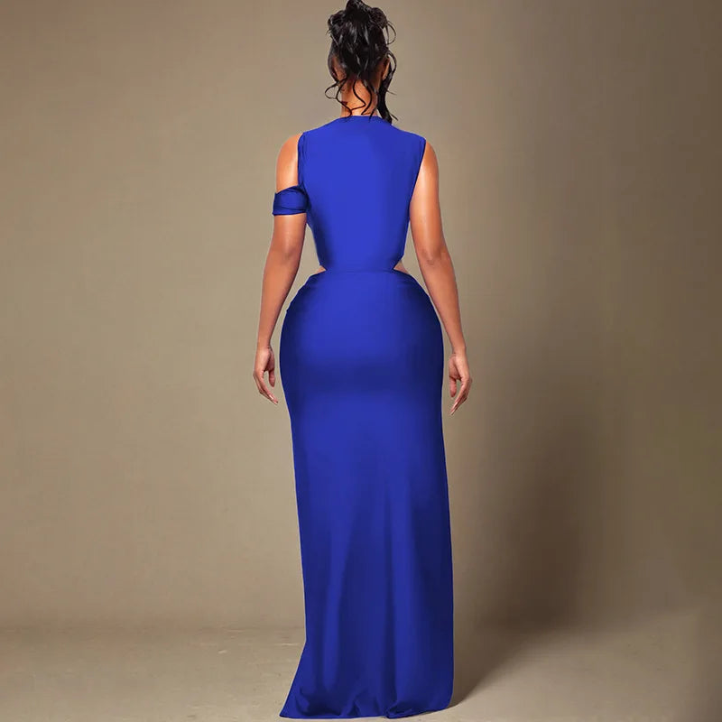 Twist Hollow Patchwork High Split Maxi Dress for Women