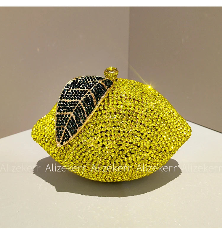 Elegant Lemon Shaped Diamond Evening Bag for Women