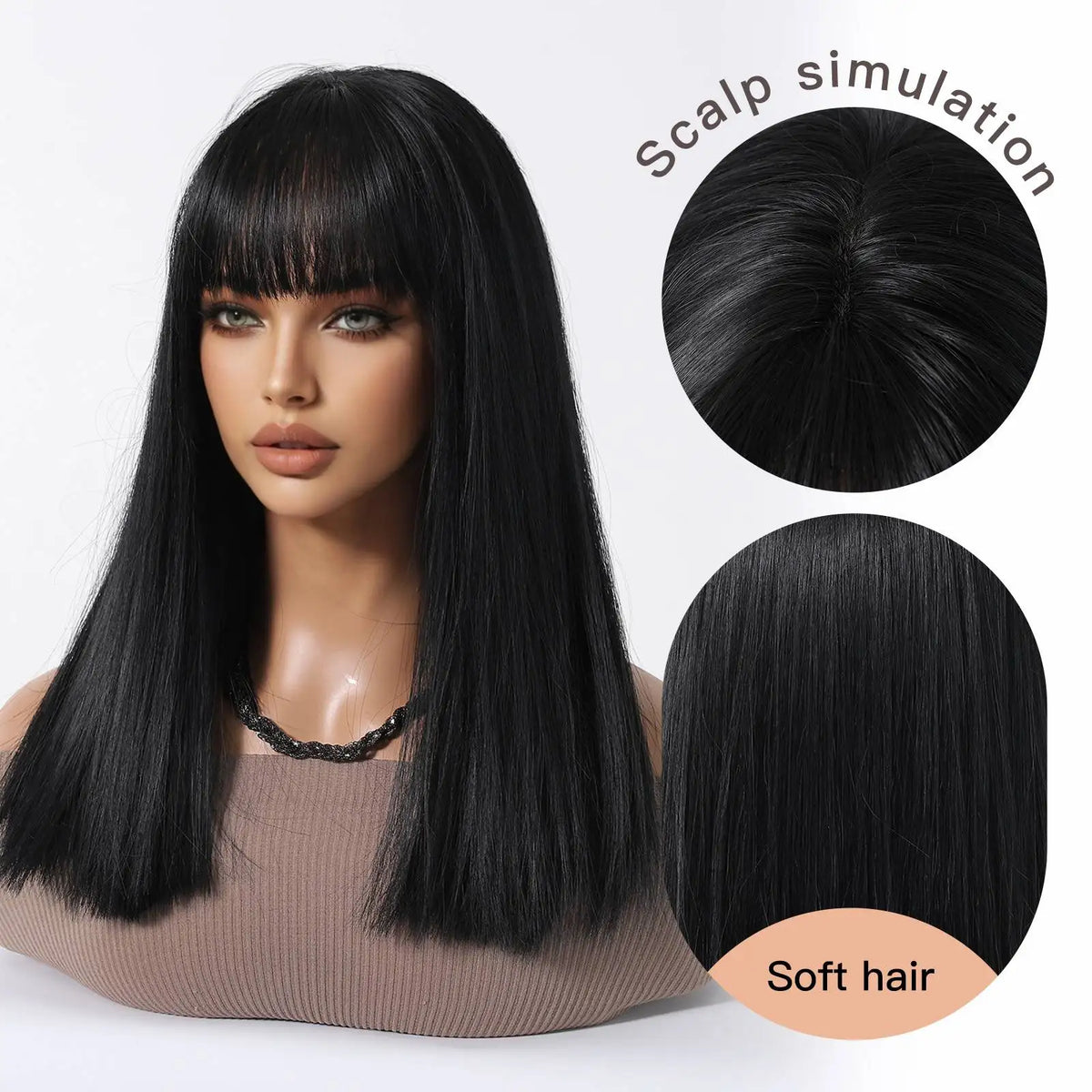 Cleopatra Style Short Bob Wig With Bangs for Women