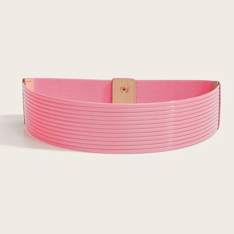 Pearl Embellished Wide Elastic Waist Belt for Women