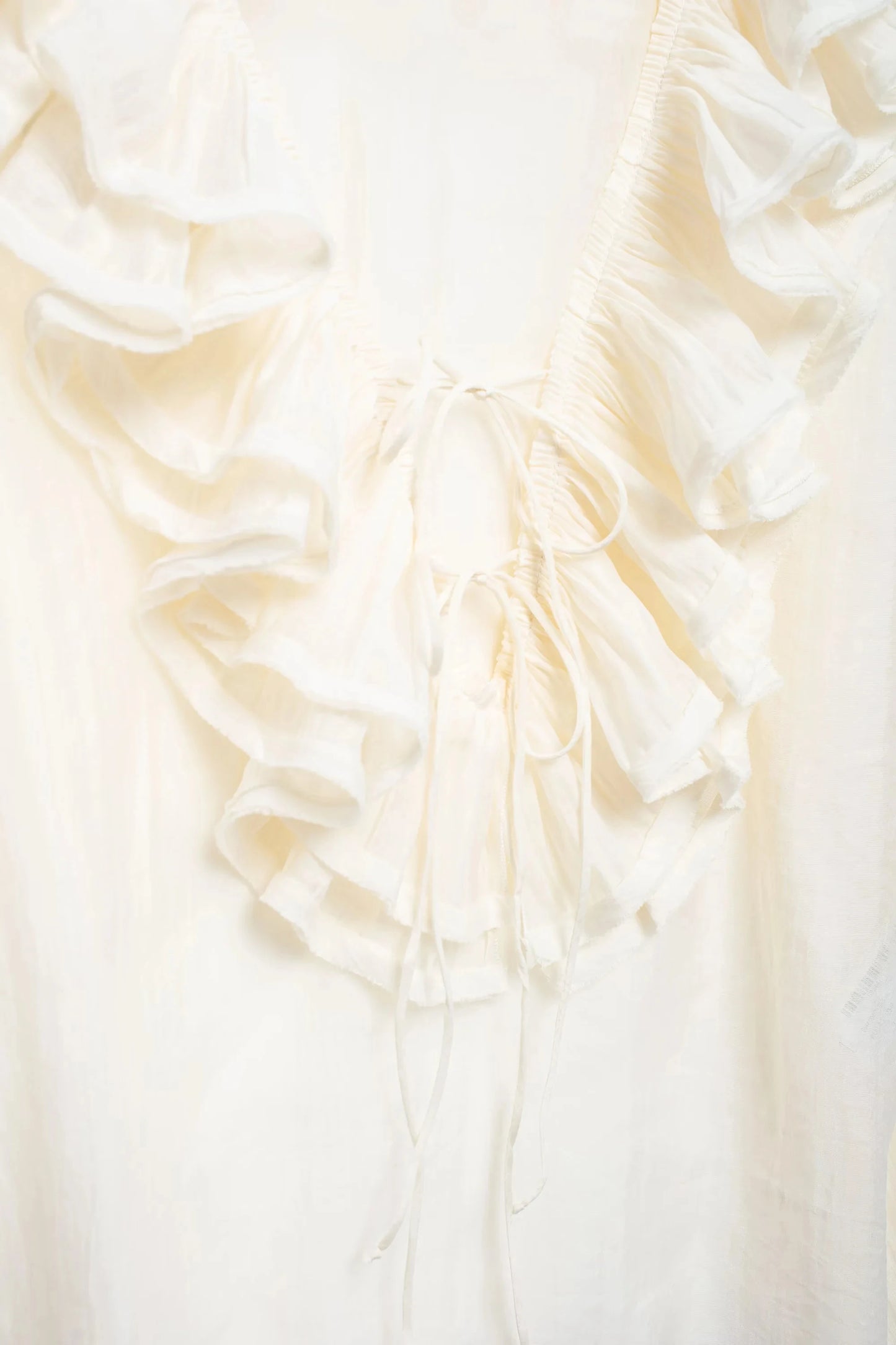 Elegant Retro V Neck Ruffle Trim Long Sleeve Top for Women