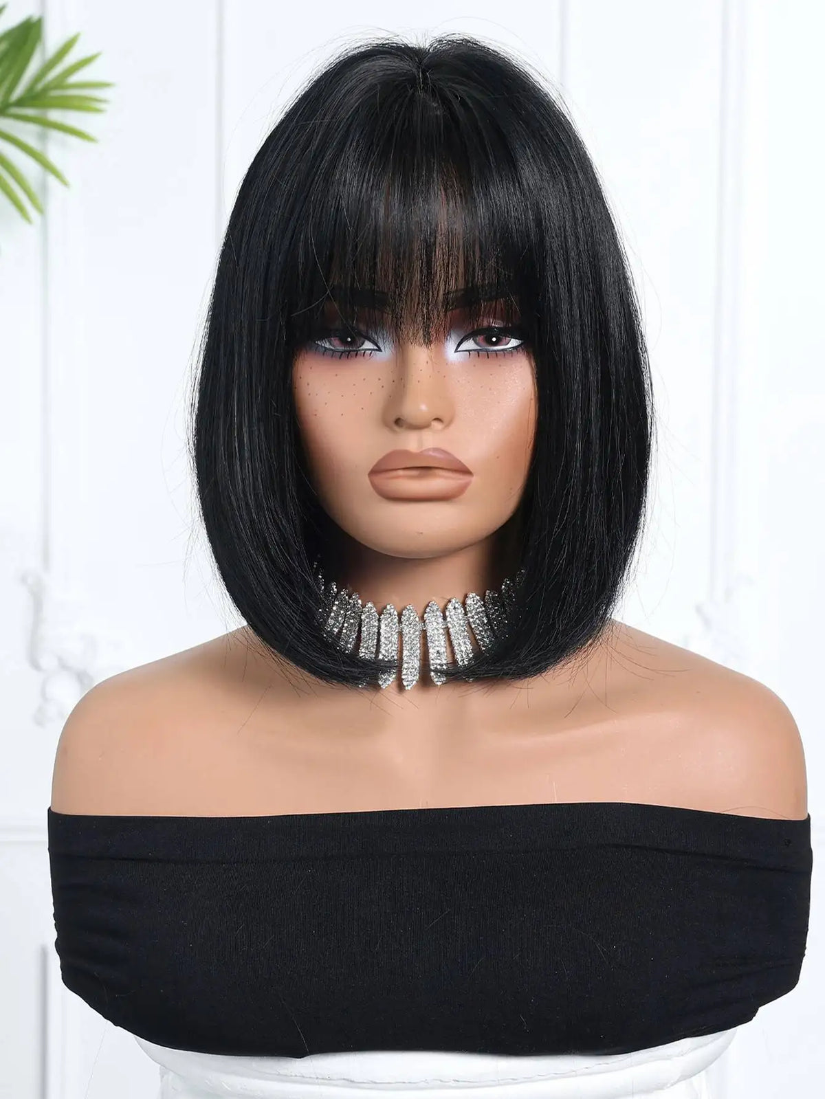 Short Black Halloween Bob Cosplay Wig With Bangs for Women