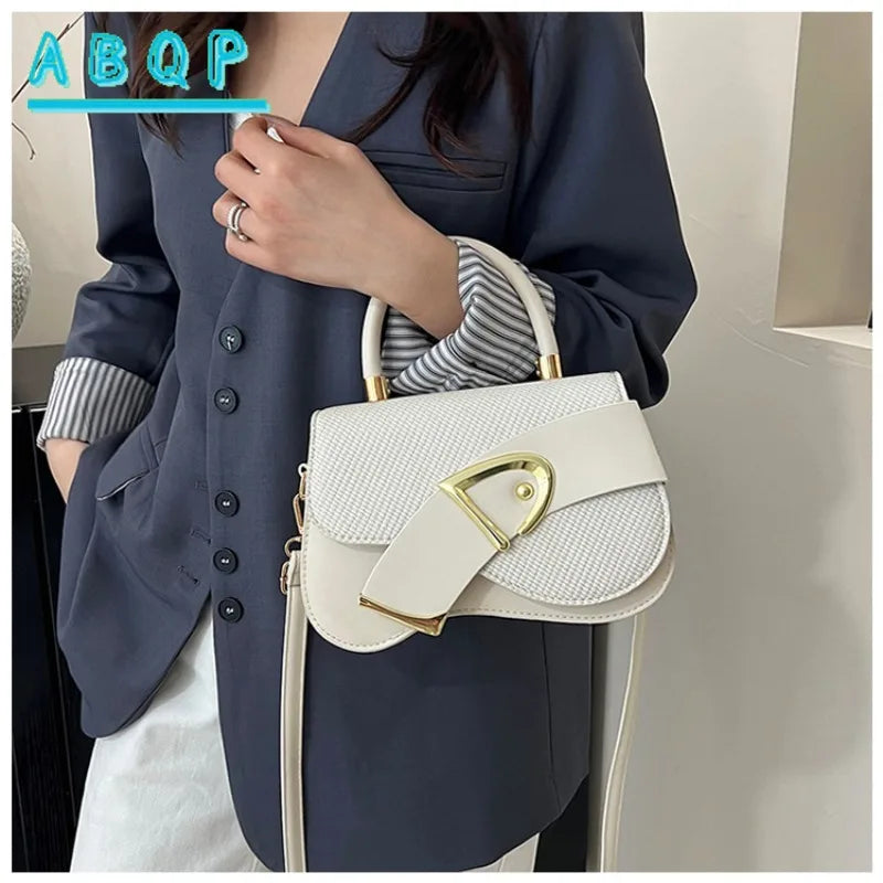 Women's Elegant Minimalist Shoulder Bag Golden-Tone Hardware Adjustable Strap Formal Purse Durable Handbag Fashionable Tote