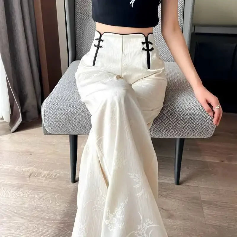 Jacquard High Waist Wide Leg Pants