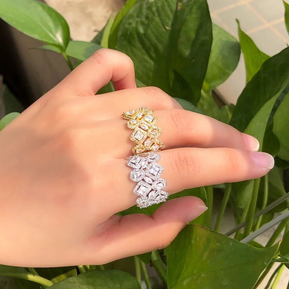 Adjustable Cubic Zirconia Cuff Ring