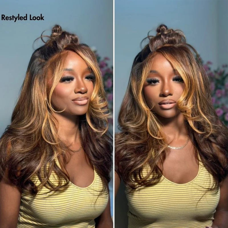 Ombre Brown Honey Blonde Body Wave Wig