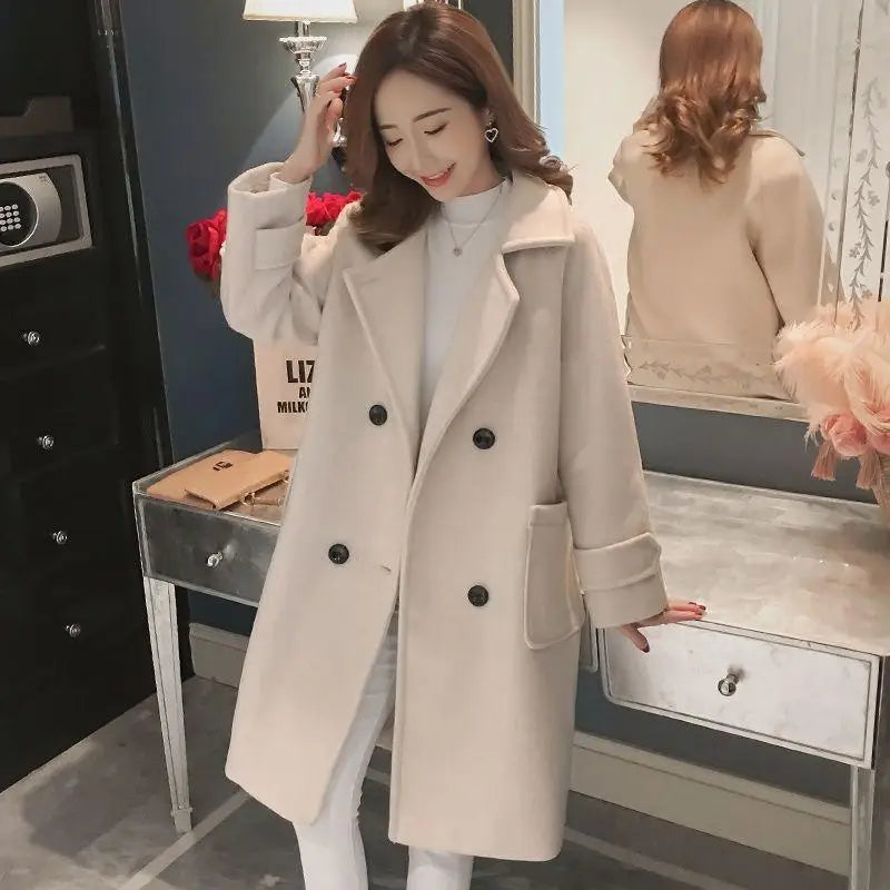 Padded Mixtures Jacket Woman Long Loose Cotton Wool Blend Coat for Women Pink Elegant Outerwears New in Novelty High Quality Hot