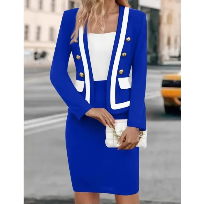 2 Piece Sets Womens Outifits Elegant Office Lady Jacket Button Blazers Coats & Casual High Waist Y2k Skirt Suit 2025 Fall New