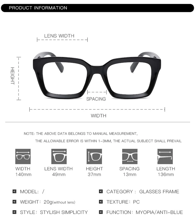 Oversized Square Reading Glasses With Plastic Frames for Women