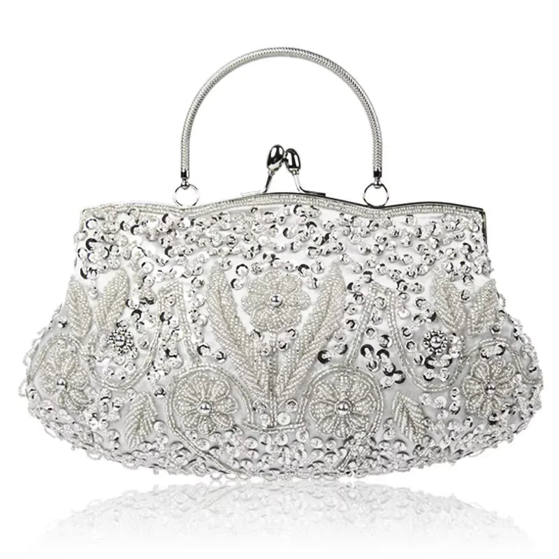 Retro Beaded Embroidered Evening Clutch Bag for Women