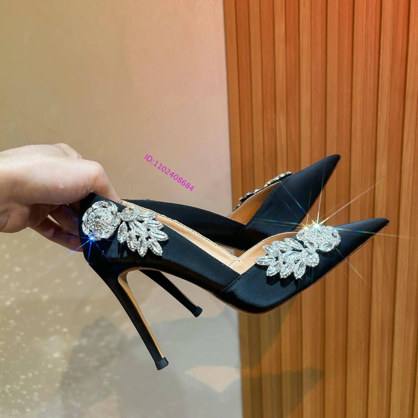Elegant Crystal Rhinestone Pointed Toe Pumps For Women