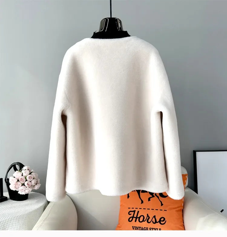 Real Shearling Wool Coat