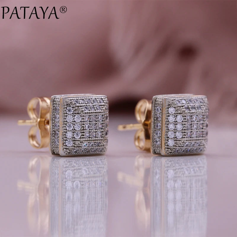 Rose Gold Zircon Drop Earrings