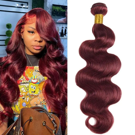 Burgundy Brazilian Body Wave Human Hair Bundles for Women