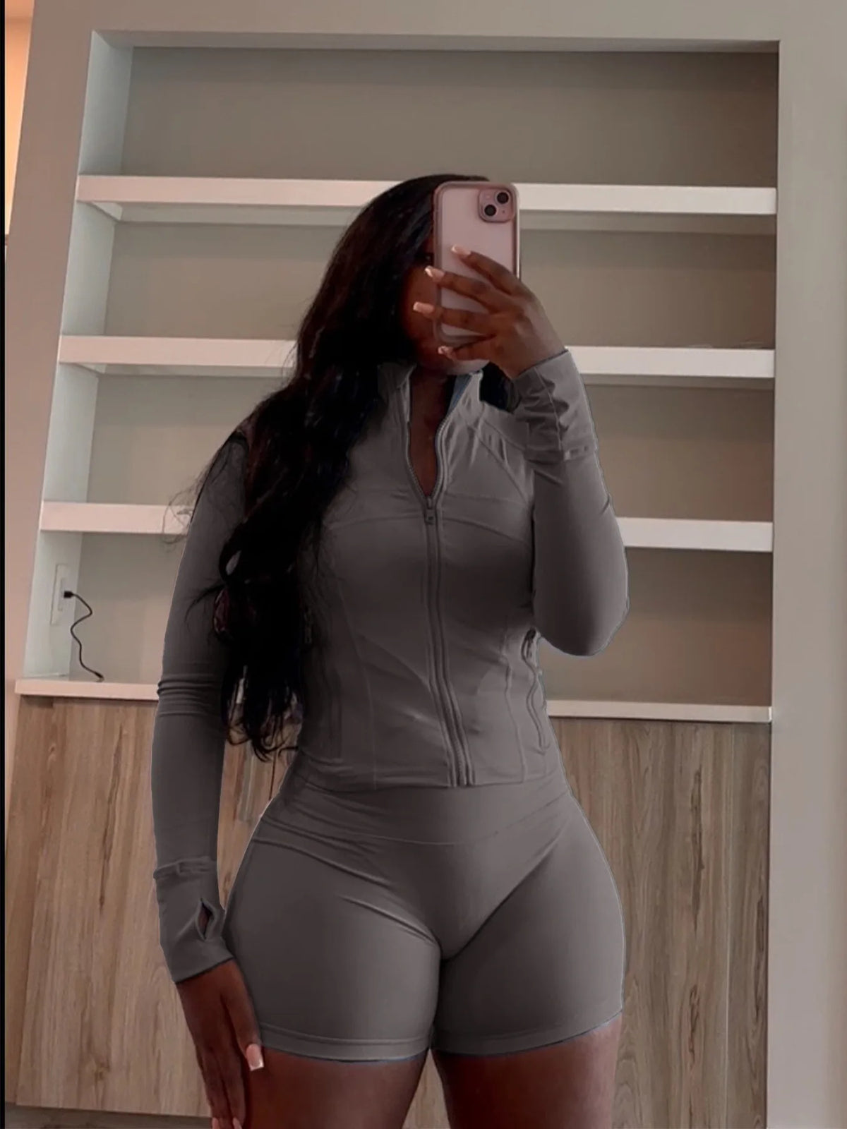 Slim Fit Sporty Two Piece Shorts Matching Set for Women