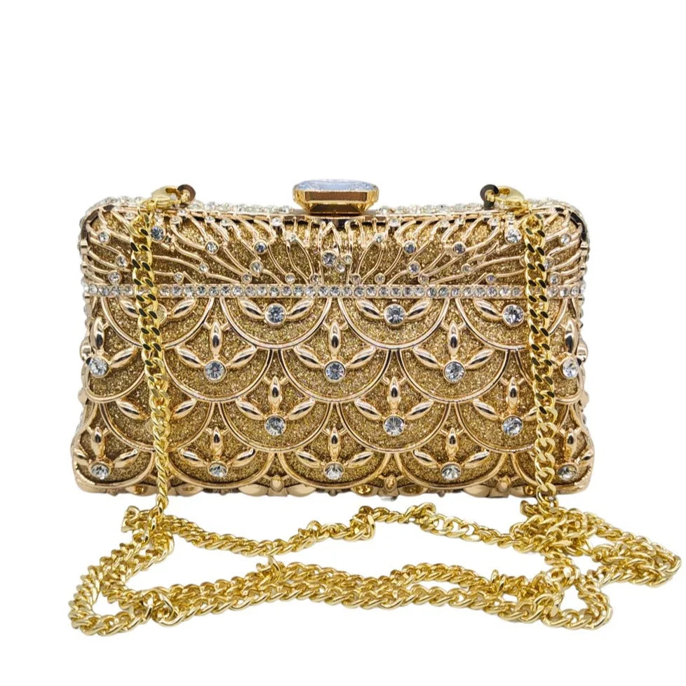 Luxury Rhinestone Metal Evening Clutch Bag for Women