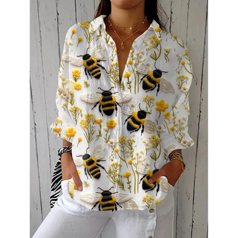 Ditsy Floral Oversized Dropped Shoulder Blouse for Women