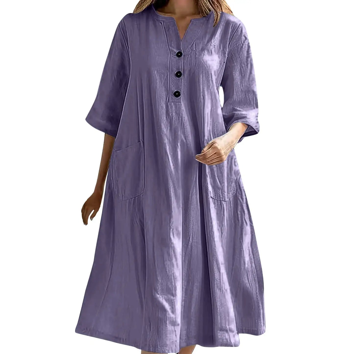 Elegant Casual Short Sleeve Solid Midi Dress for Women