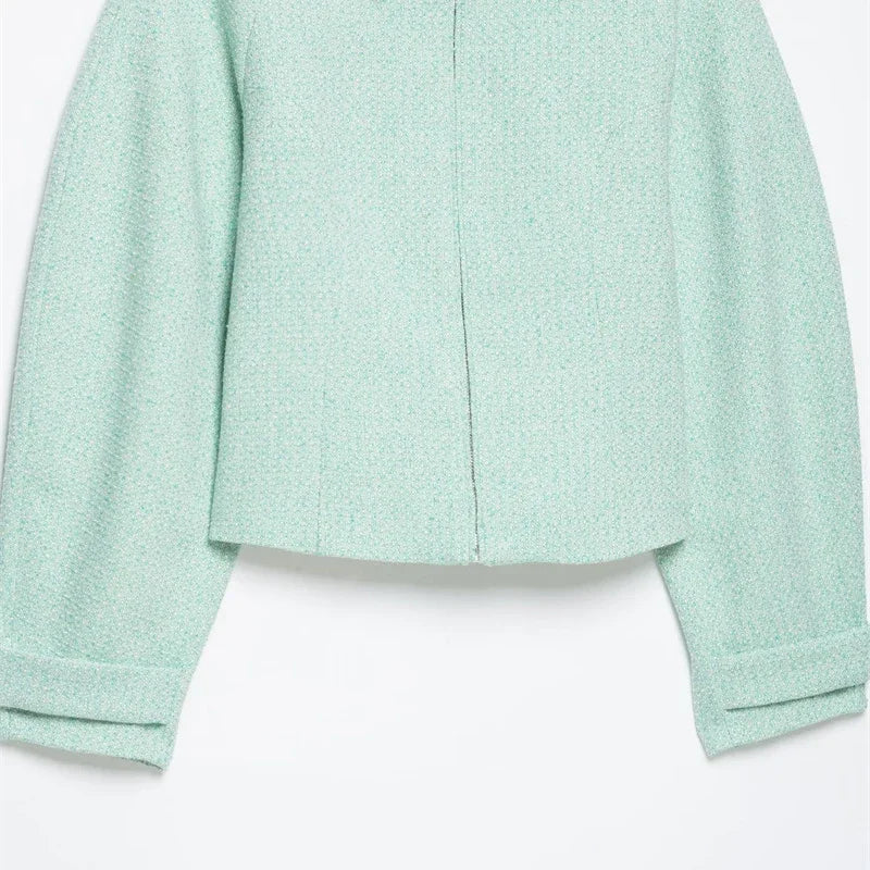 Chic Slim Fit Lapel Zipper Casual Short Coat for Women