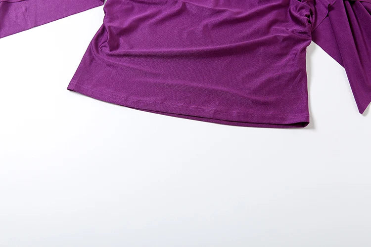 Satin Deep V Neck Mini Dress With Long Sleeves for Women