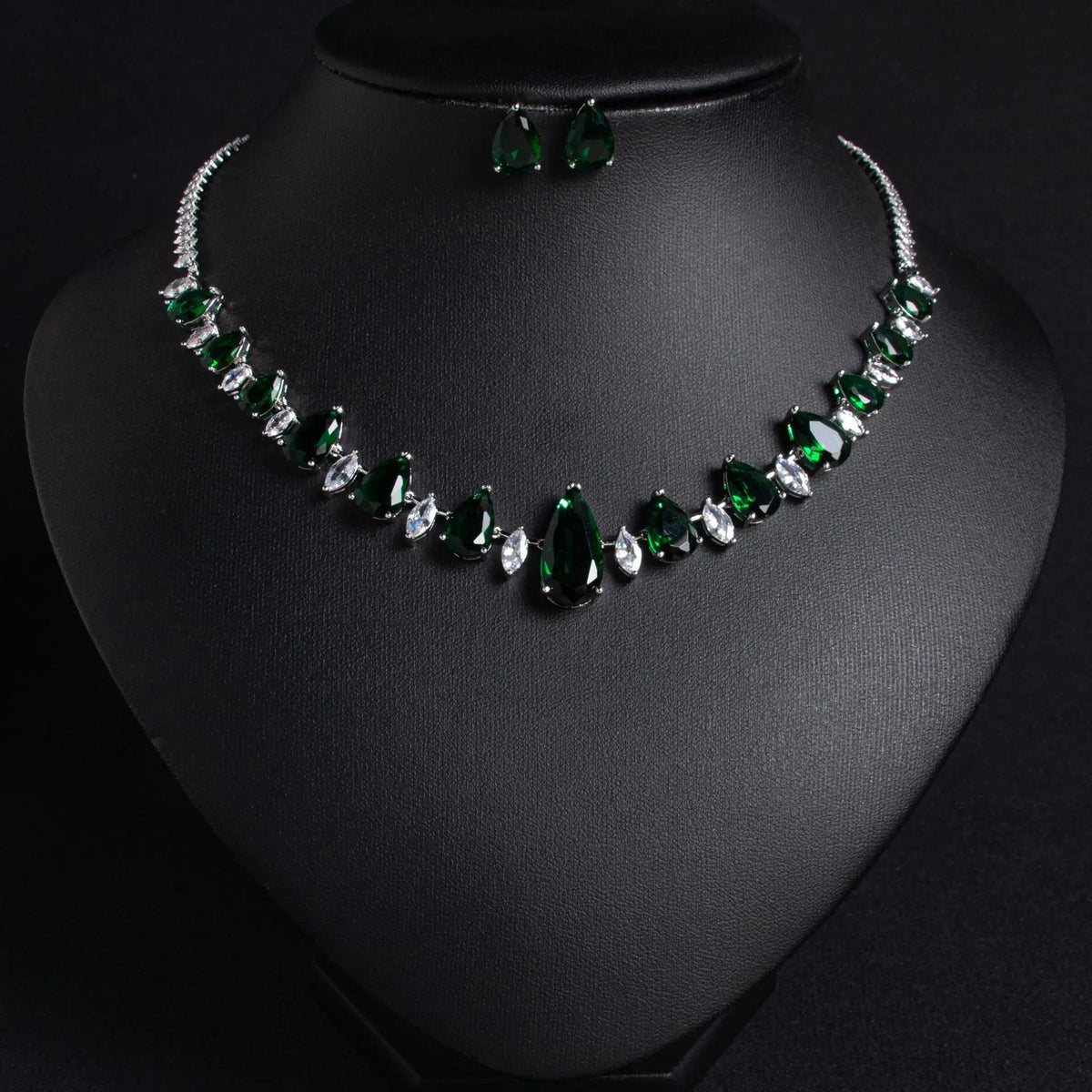 Classic Zircon Bridal Necklace and Earrings Set for Women