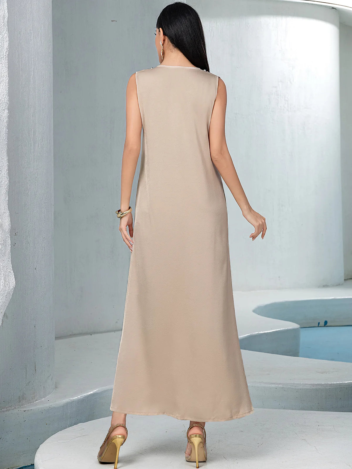 Diamond Embellished Two Piece Abaya Set for Women