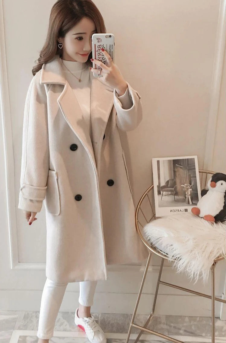 Padded Mixtures Jacket Woman Long Loose Cotton Wool Blend Coat for Women Pink Elegant Outerwears New in Novelty High Quality Hot