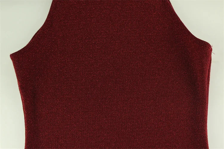 Sequin Turtleneck Sleeveless Maxi Bodycon Dress for Women