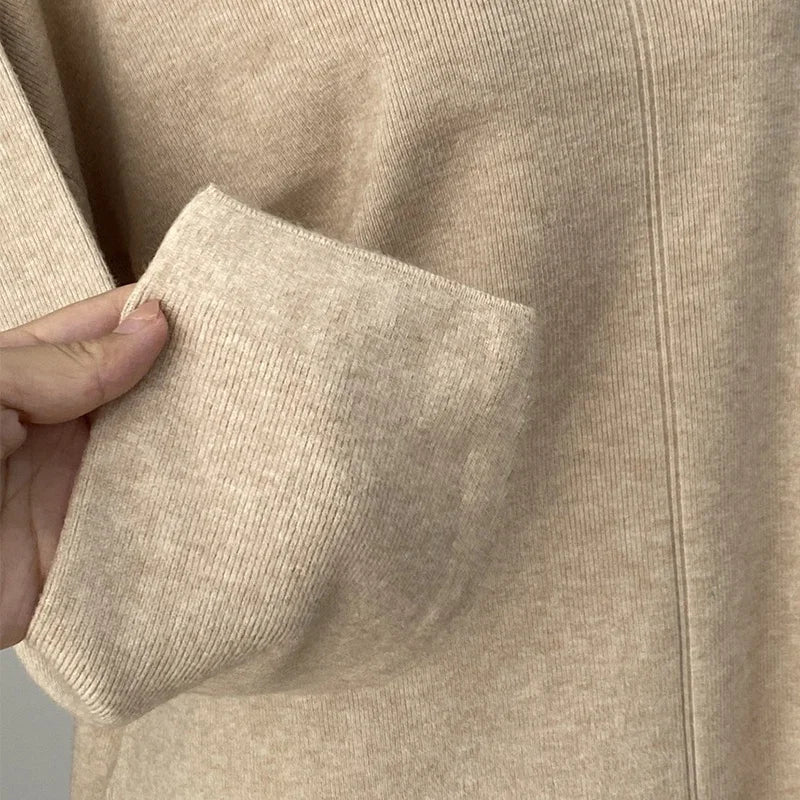 Solid Turtleneck Sweatshirt Set With Wide Leg Pants for Women