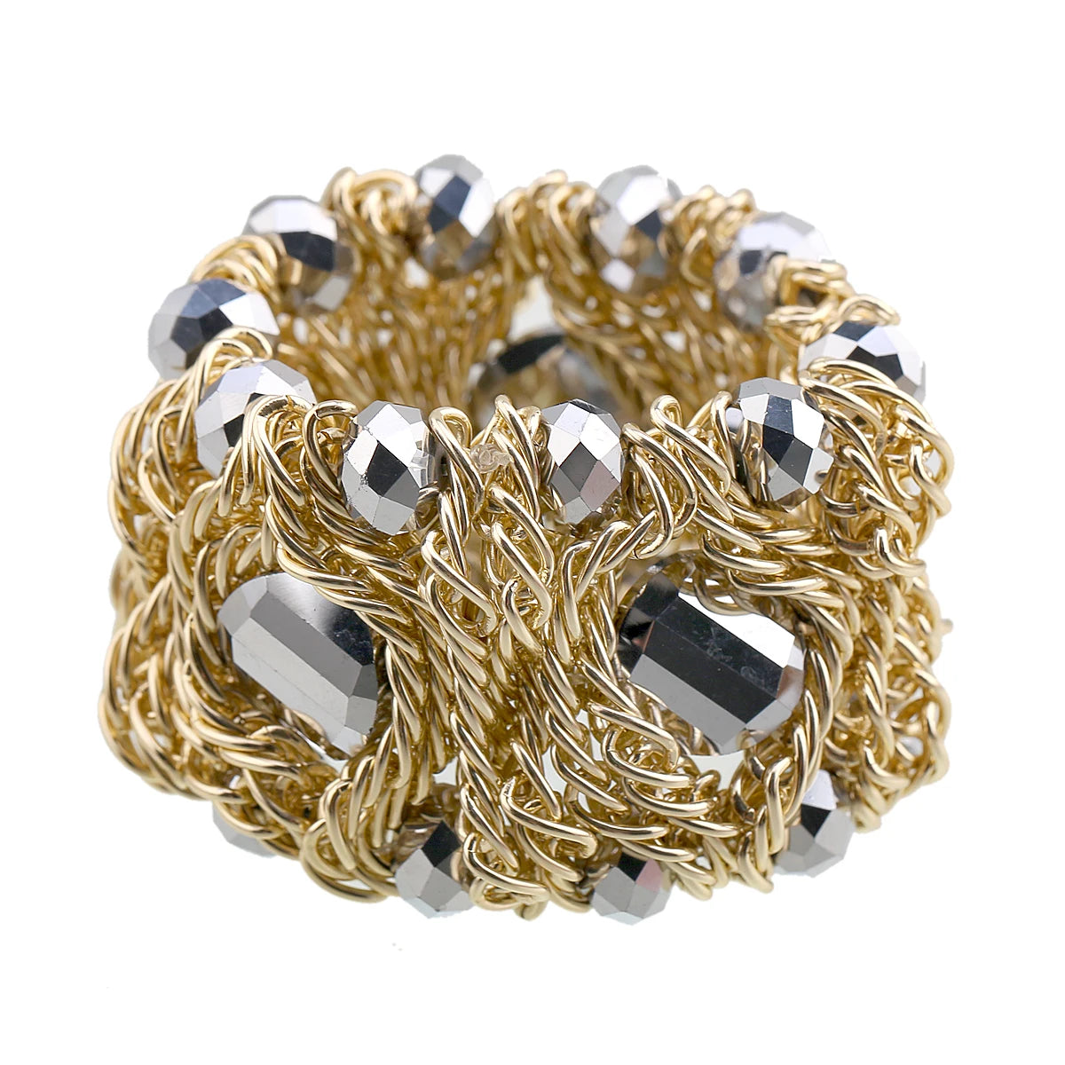 Beaded Crystal Statement Elastic Bracelet for Women