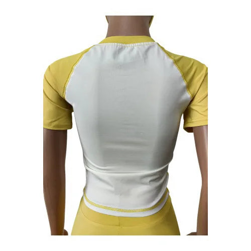 FAGADOER Casual Sporty 2 Pieces Set for Woman Color Block Short Sleeve T Shirts + Leggings Pants Tracksuits Female  Clothing New