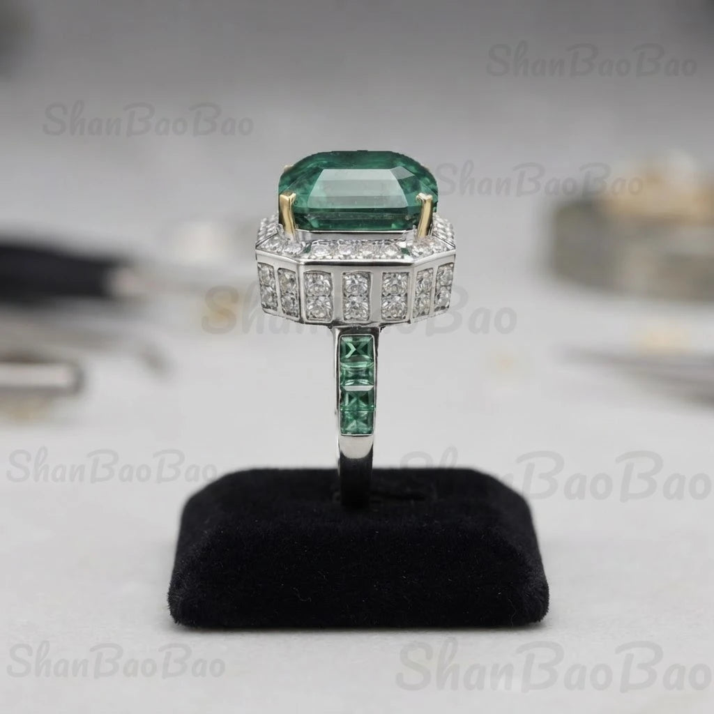 Green Gemstone Sterling Silver Ring