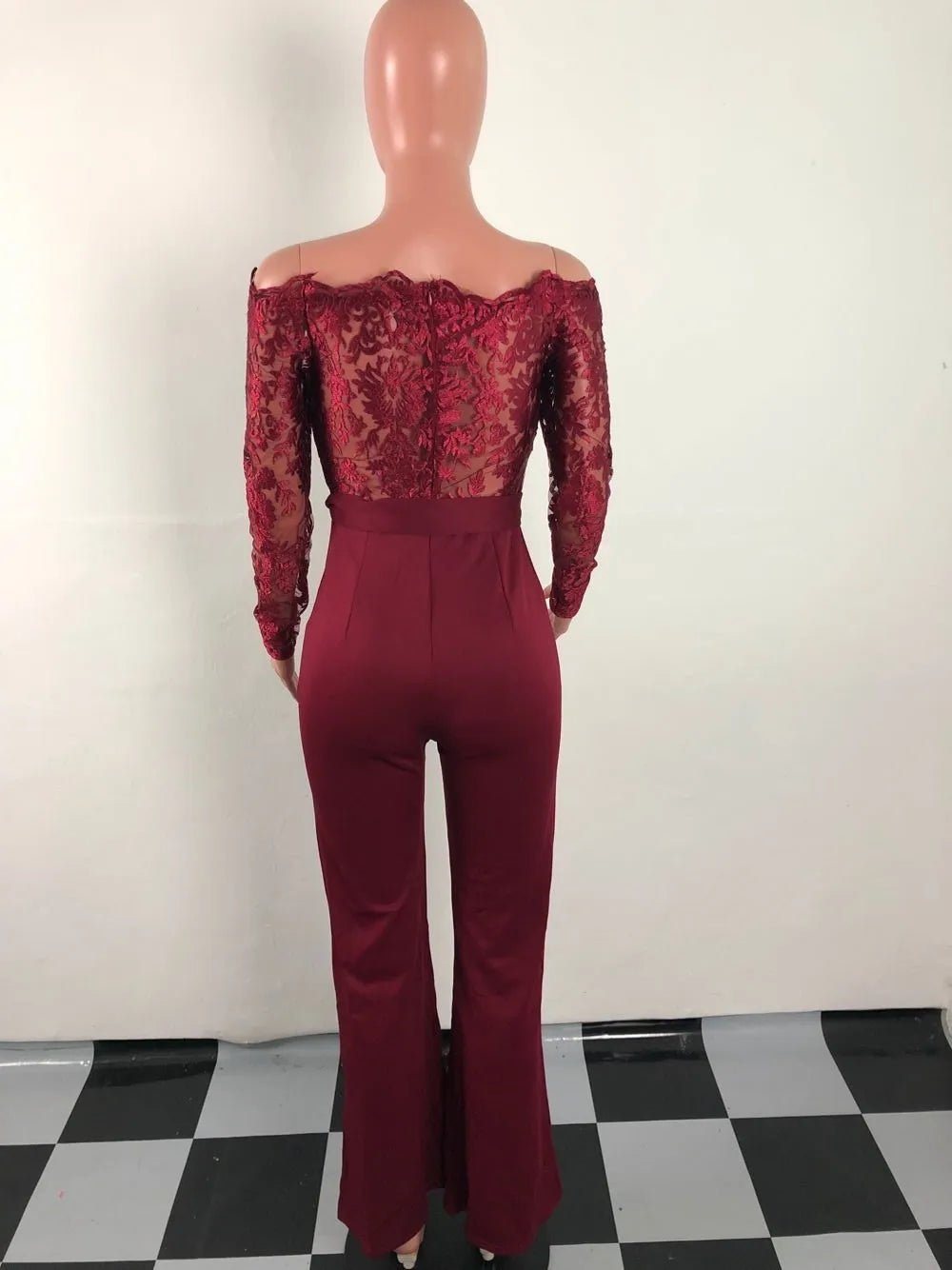 Elegant Lace Stitching Wide Leg Jumpsuit for Women
