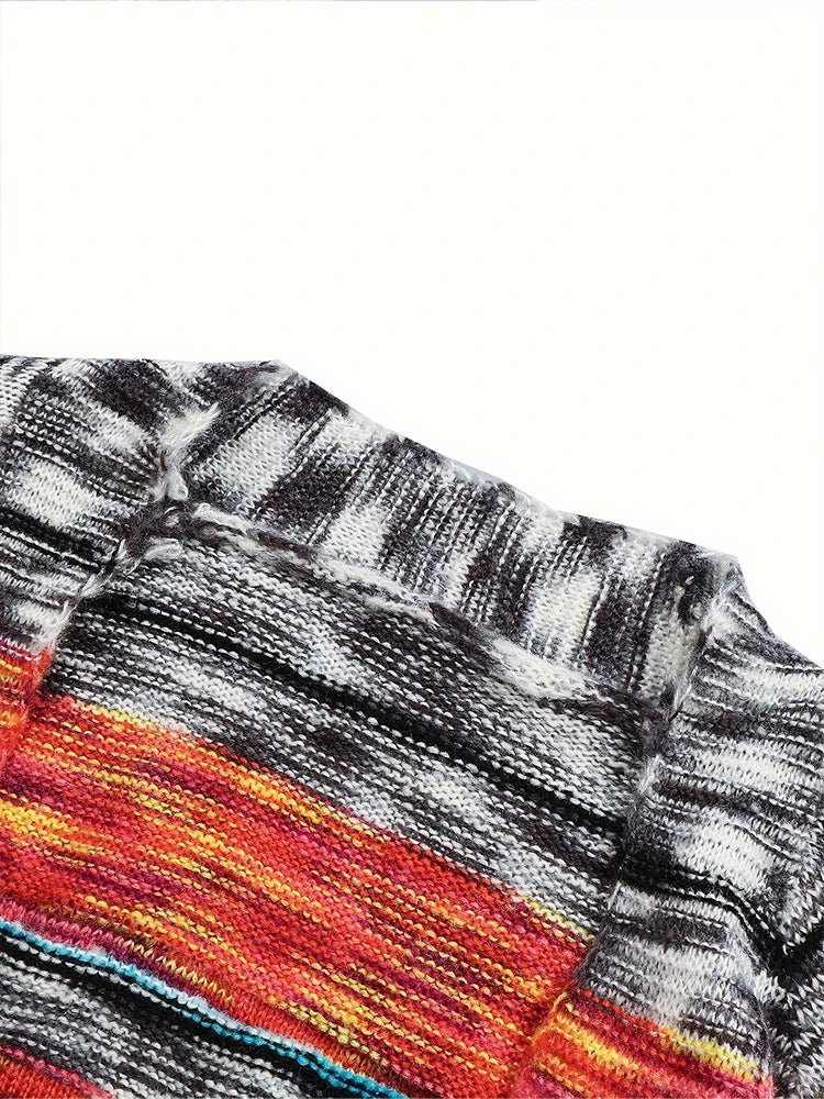 Women's Casual Cardigan Colourful Image Loose Long Sleeve Knitted Sweater Spring and Autumn Best Choice