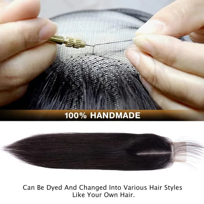 2x6 Transparent Lace Closure Straight Human Hair 10-20 Inch Brazilian Virgin Natural Black Hair 1PC
