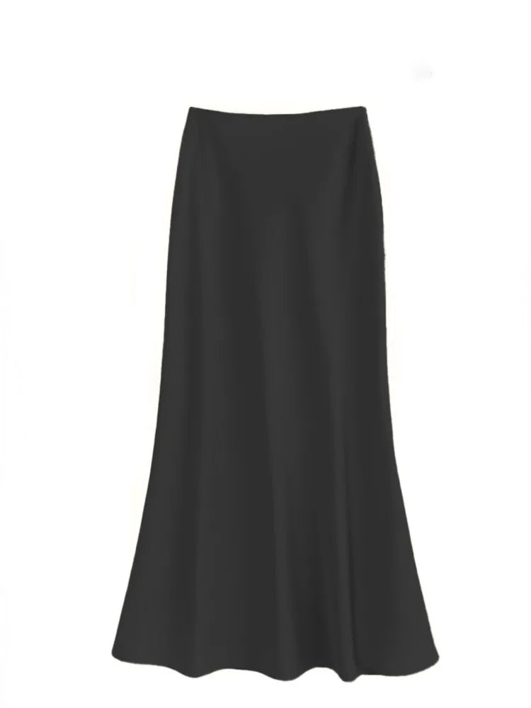 Chic Solid Color High-Waisted Fishtail Skirt for Women