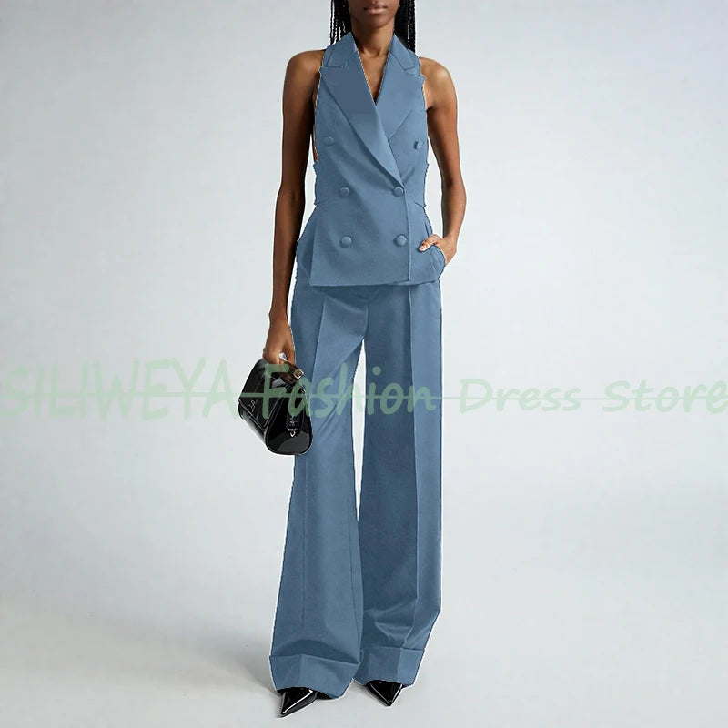 Double Breasted Vest And Pants Set