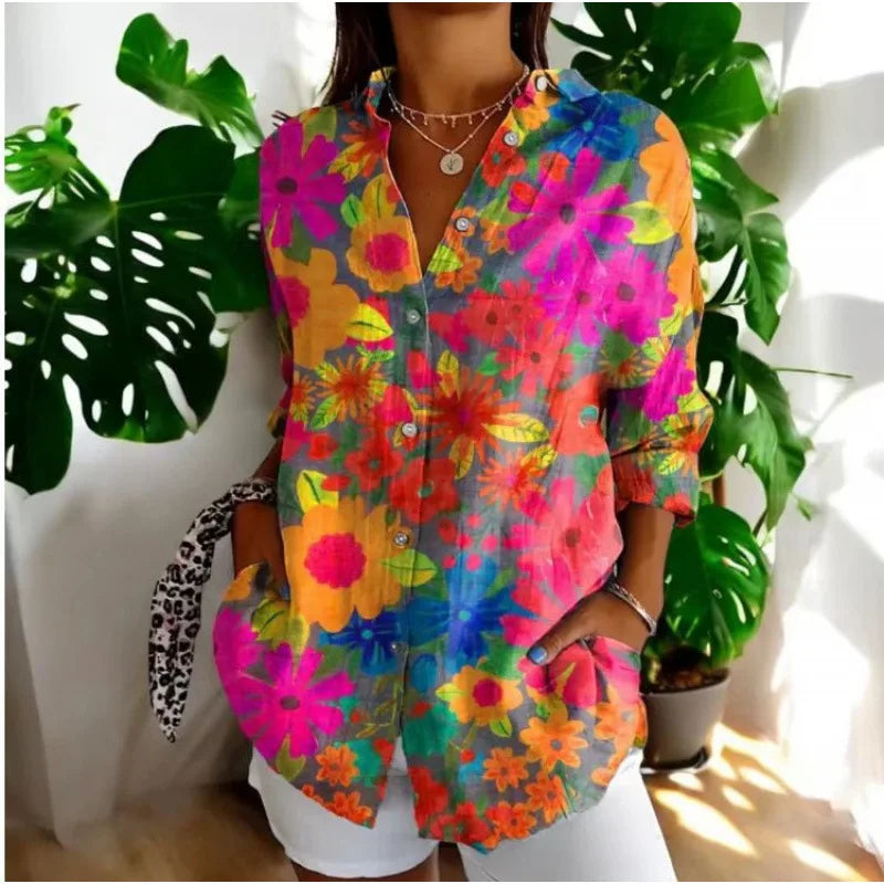 Ditsy Floral Oversized Dropped Shoulder Blouse for Women