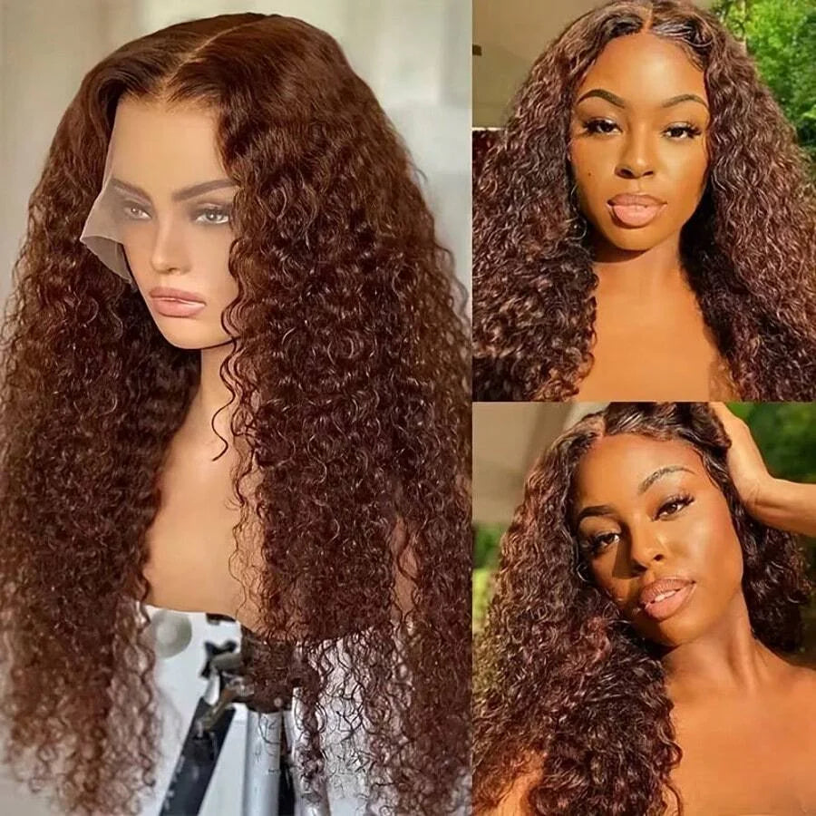 Chocolate Brown Deep Wave Lace Front Wig for Women