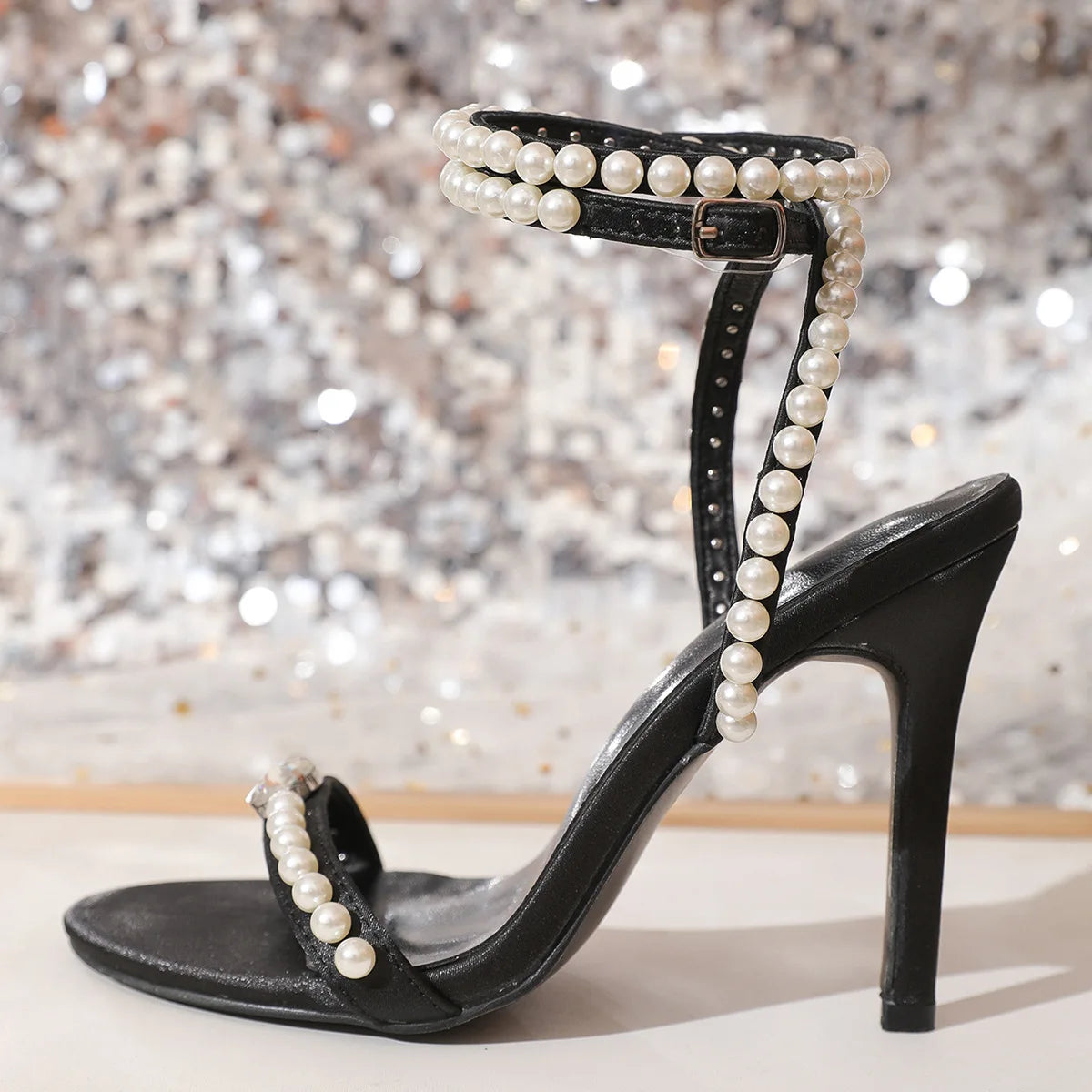 Open Toe String Bead Sandals With Buckle Strap For Women