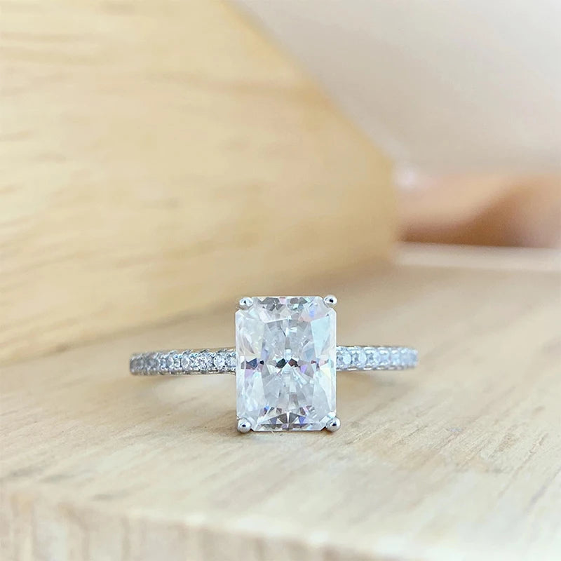 Oval Cut Moissanite Sterling Silver Engagement Ring for Women