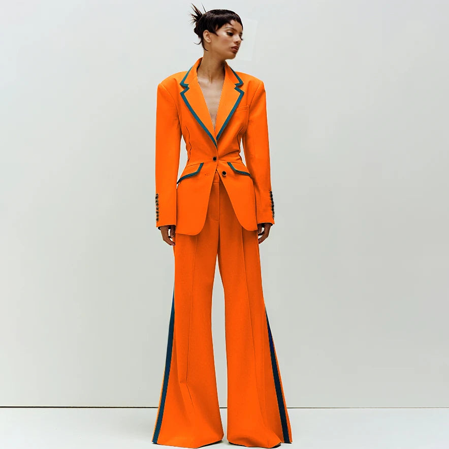 Tailored Notched Collar Two Piece Suit Set For Women