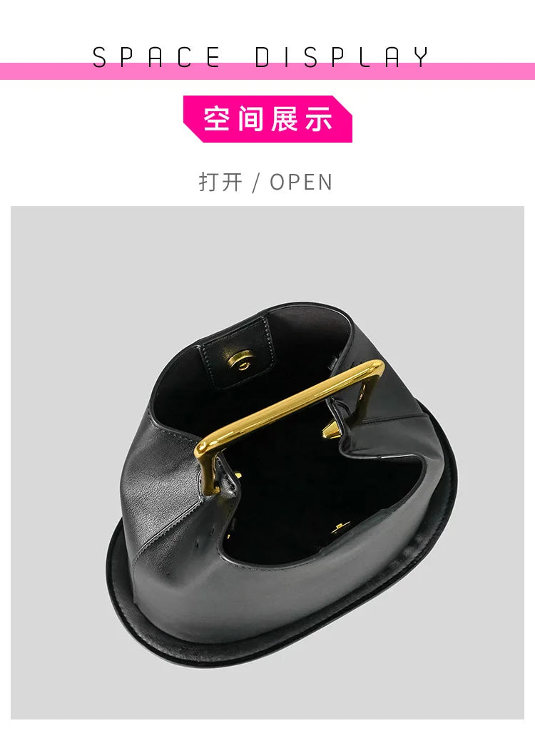 NEW Tote Bag PU Leather Bucket Simple Solid Color Underarm Fashion Casual Crossbody Shoulder Bag Shopping