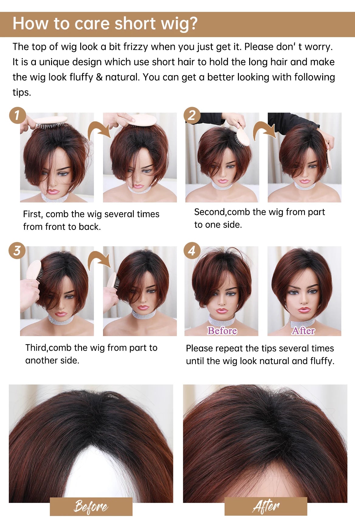 Long Straight Synthetic Wig With Bangs and Red Highlights for Women