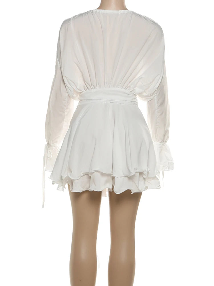 Stacked Ruffle Bandage Mini Dress